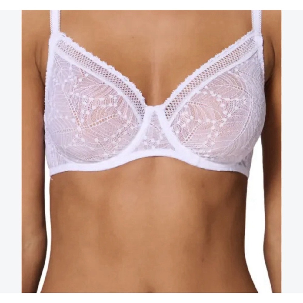NEW! Simone PÉRÈLE Saga Sheer White Lace Bra 32C Underwire Adjustable Sexy